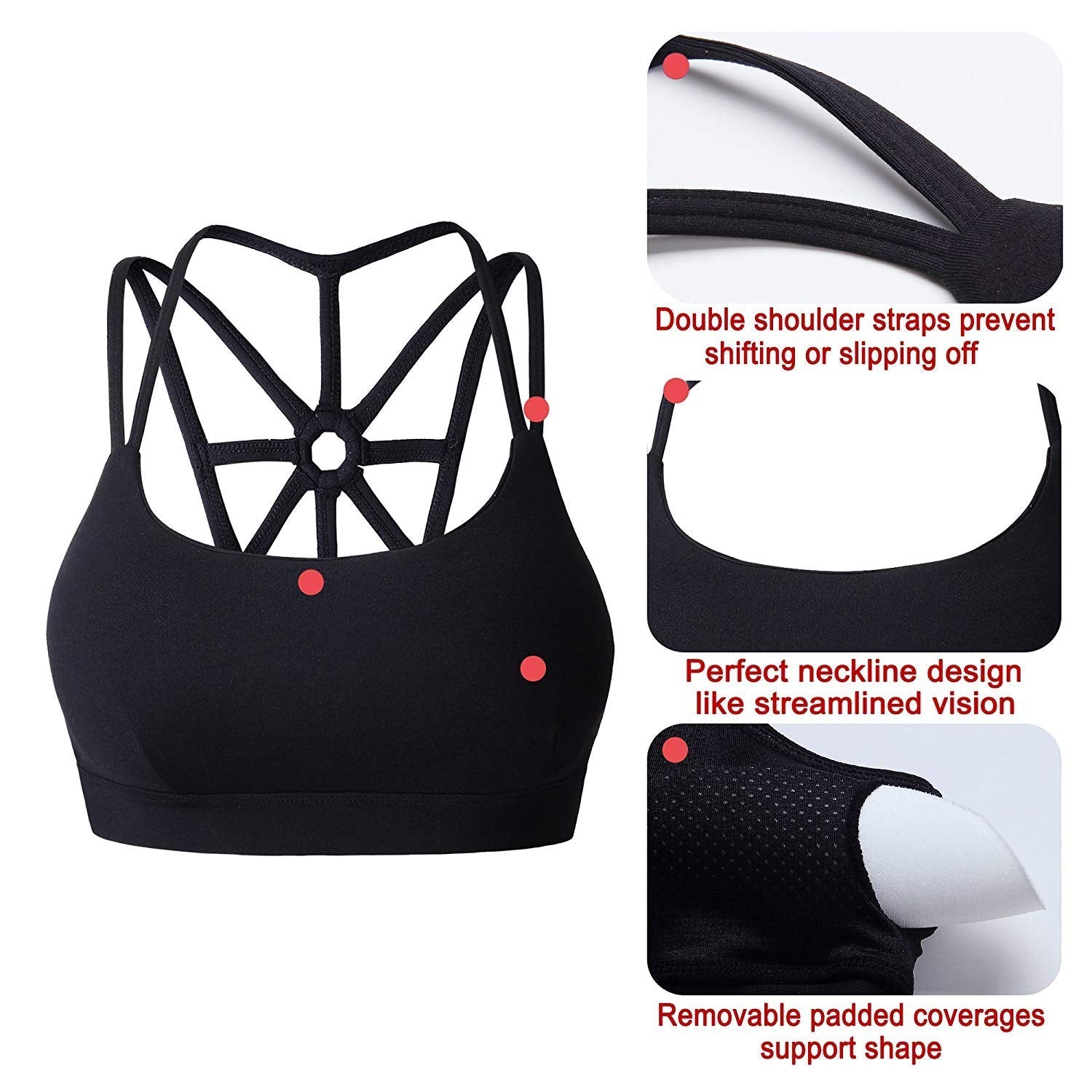YIANNA Padded Sports Bra For