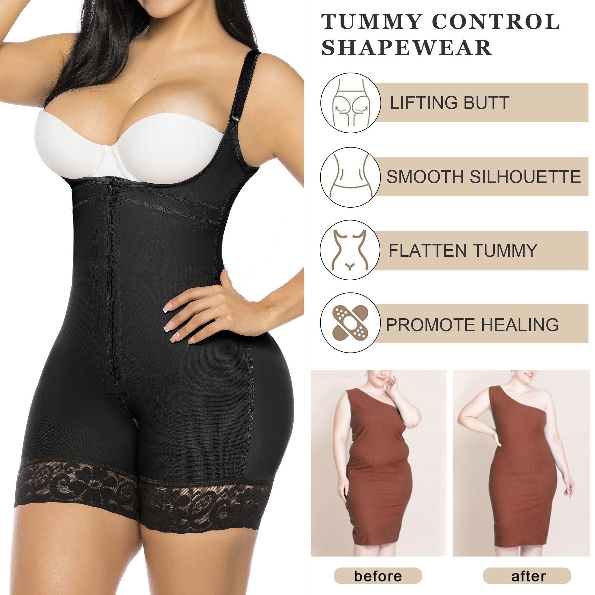 YIANNA Bodysuit Shapewear Body Shaper
